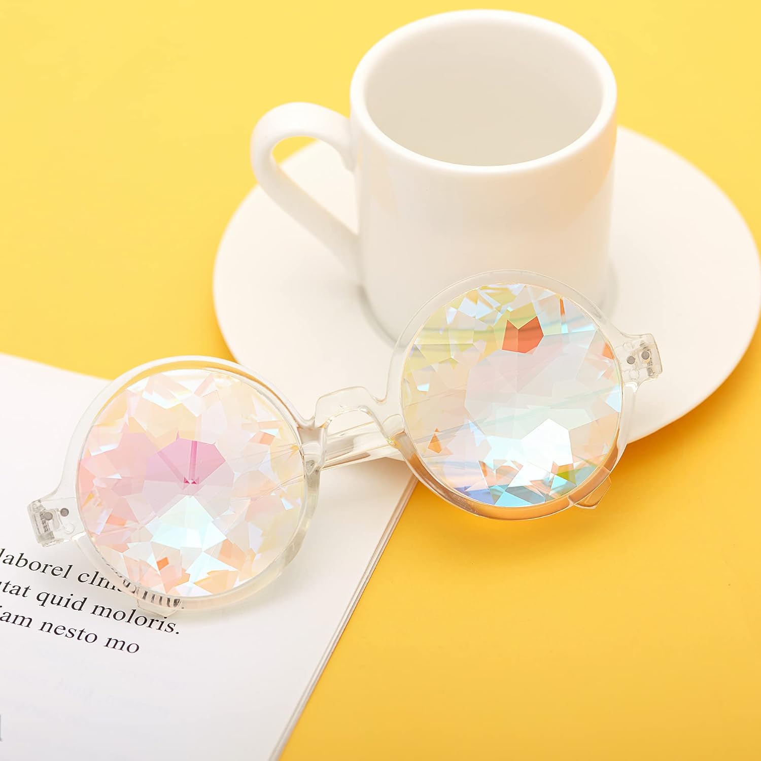 Lelinta Kaleidoscope Goggles Round Glasses with Crystal Lenses,Perfect for Cosplay, Costume Parties and Fashion Looks - Image 2