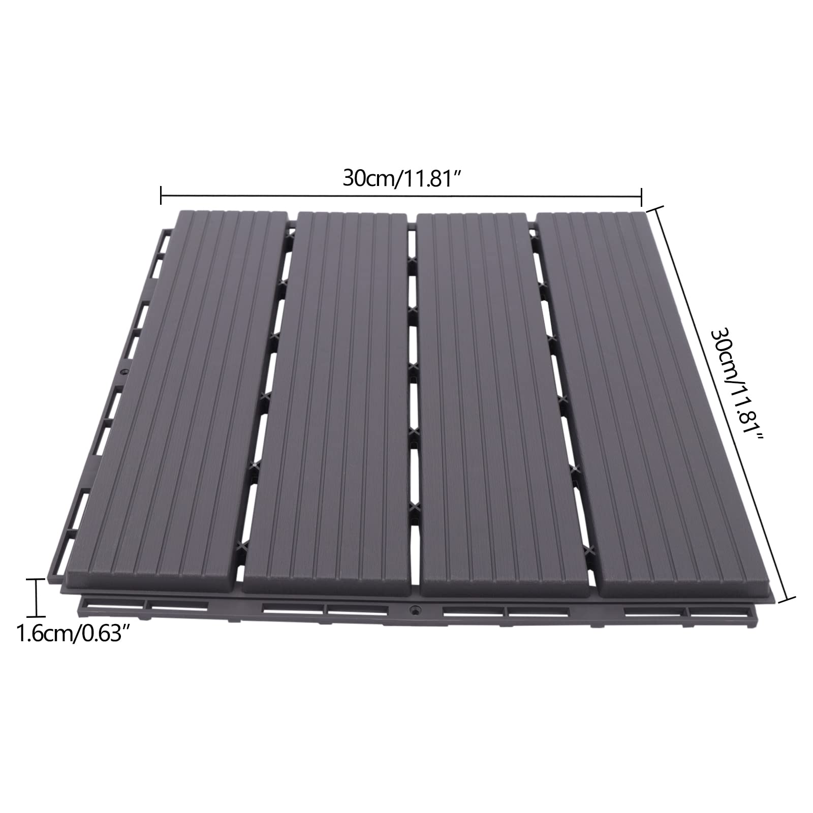 22 Piastrelle per pavimenti in legno, per terrazze, patio, finite, piastrelle in legno, 30 x 30 cm