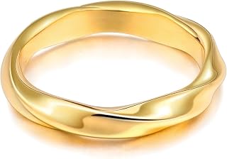 18K Gold Plated Twisted Rings Stackable Rings for Women Gold Rings for Women