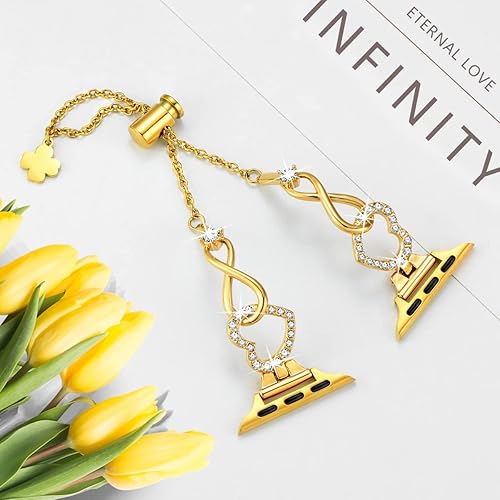 Miniatura 2 de fastgo Correa dorada compatible con Apple Watch Band de 1.496 in, 1.575 in, 1.614 in, 1.732 in, 1.929 in, 1.772 in, 1.654 in, pulsera delgada de