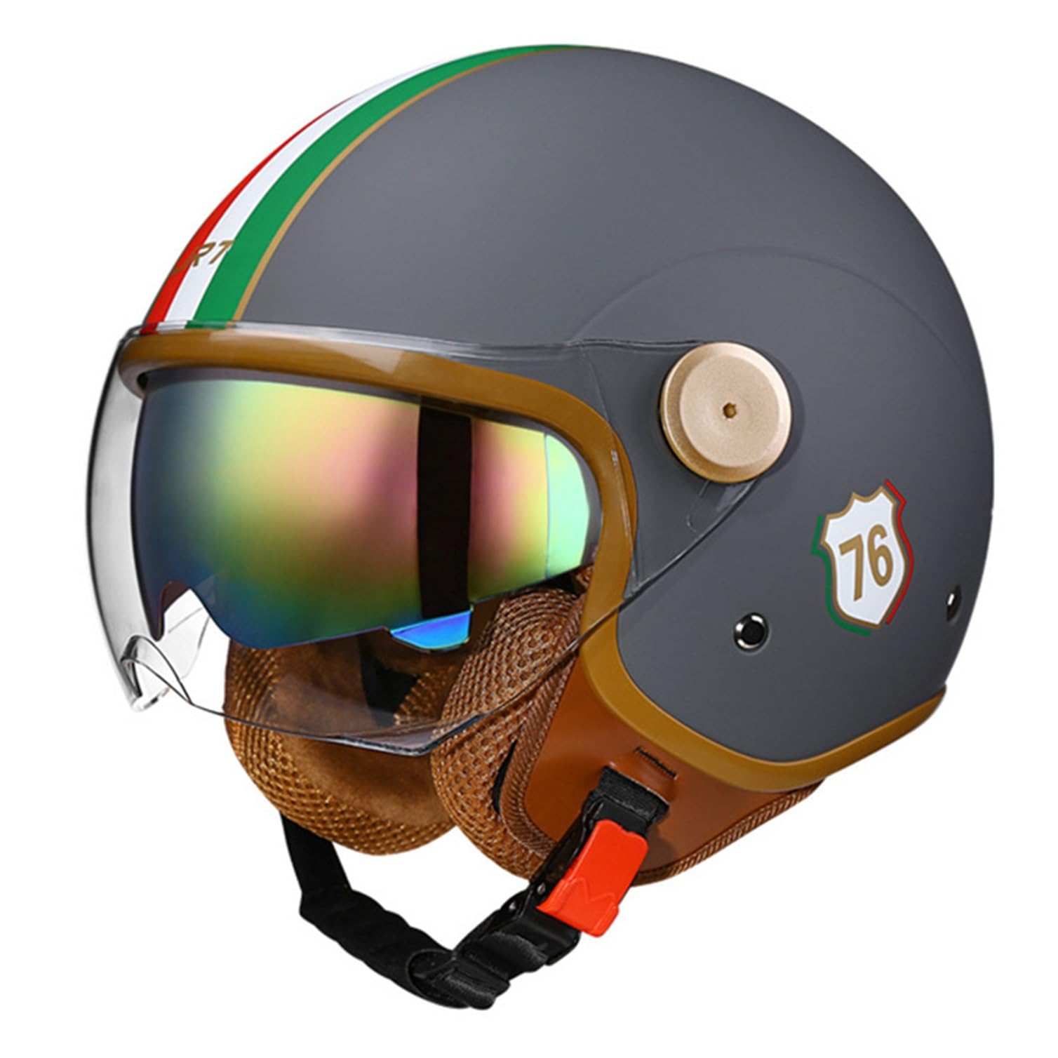 Kaski motocyklowe otwarte motocyklowe 3/4 Vintage motocyklowe terenowe motocrossowe z certyfikatem ECEDOT + podwójny wizjer Osłona przeciwsłonecz