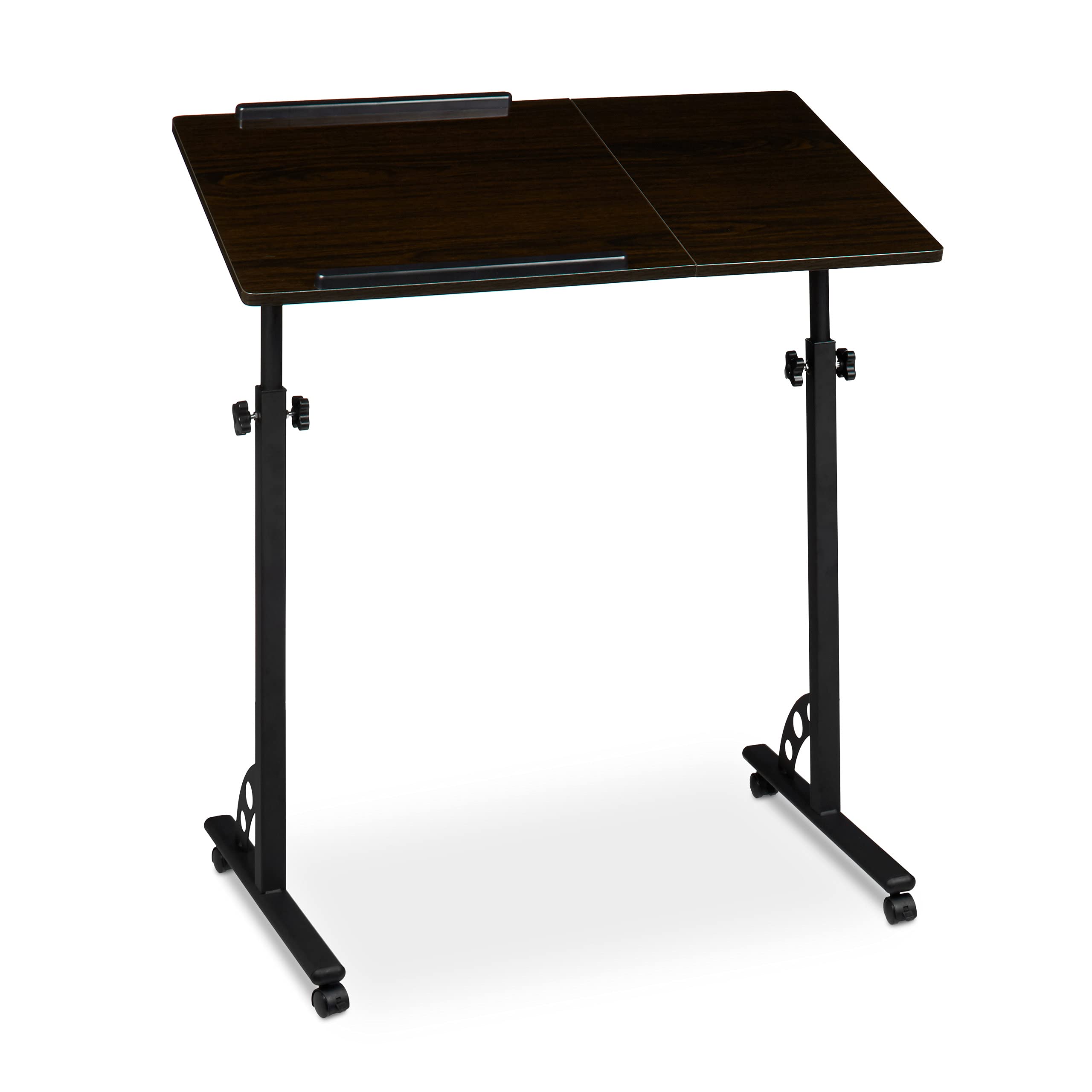 Relaxdays Tavolino per Pc, Supporto Computer Portatile, Mobile Grande HLP 110 x 80 x 50 cm, Ruote con Freno, Nero