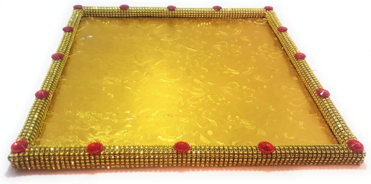 GiftsBouquetSmart Creations Decorative Wooden Gift Packing Wedding Saree Packing Tray, Square