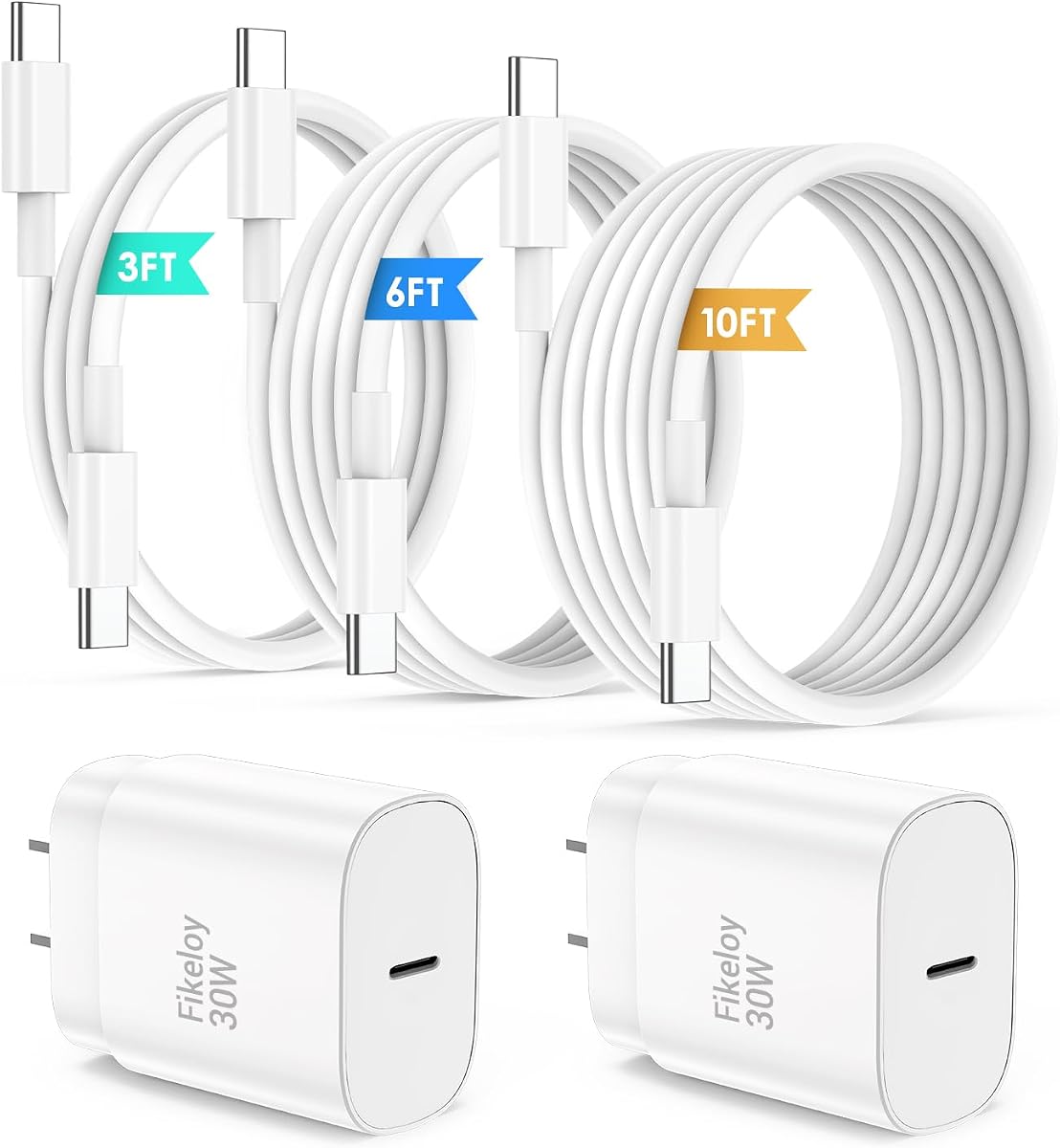 iPhone 17 16 Pro Max Charger Fast Charging USB C Charger Block, 30W USB-C Chargers with 3/6/10FT Type C Fast Charging Long Cable Cord for iPhone 17 16 15 Pro/Pro Max/Plus Series/iPad GalaxyS25/S24