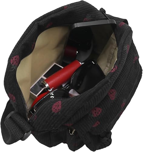 Miniatura 31 de Bolso cruzado de pana de fresa para mujeres y niñas, bonito bolso de mano con diseño de fresa, bolso de mensajero pequeño, bolso de hombro