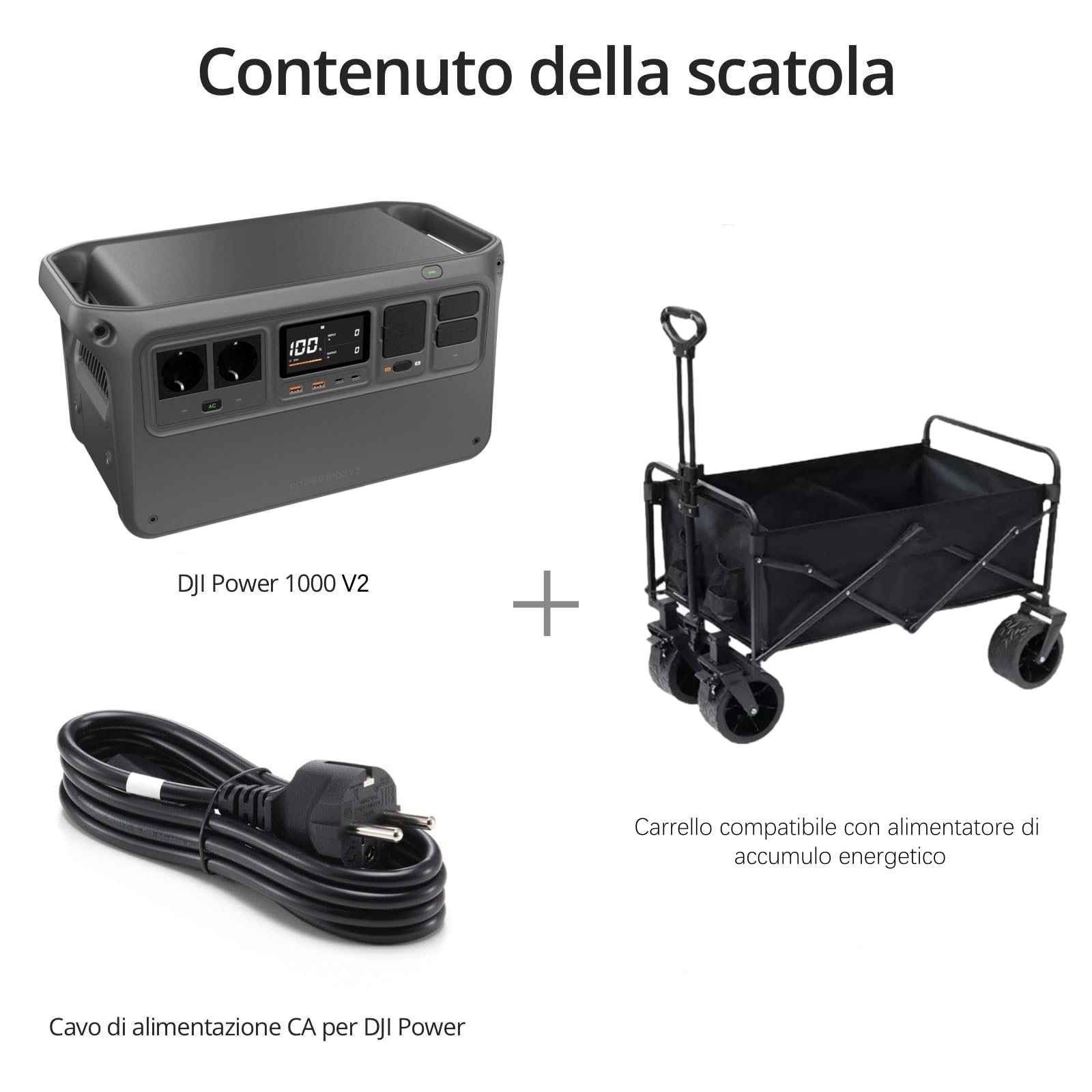 DJI Power 1000 V2 - Estación de energía portátil (1024 Wh, 2600 W, con carro plegable, generador eléctrico para camping/hogar/autocaravana)