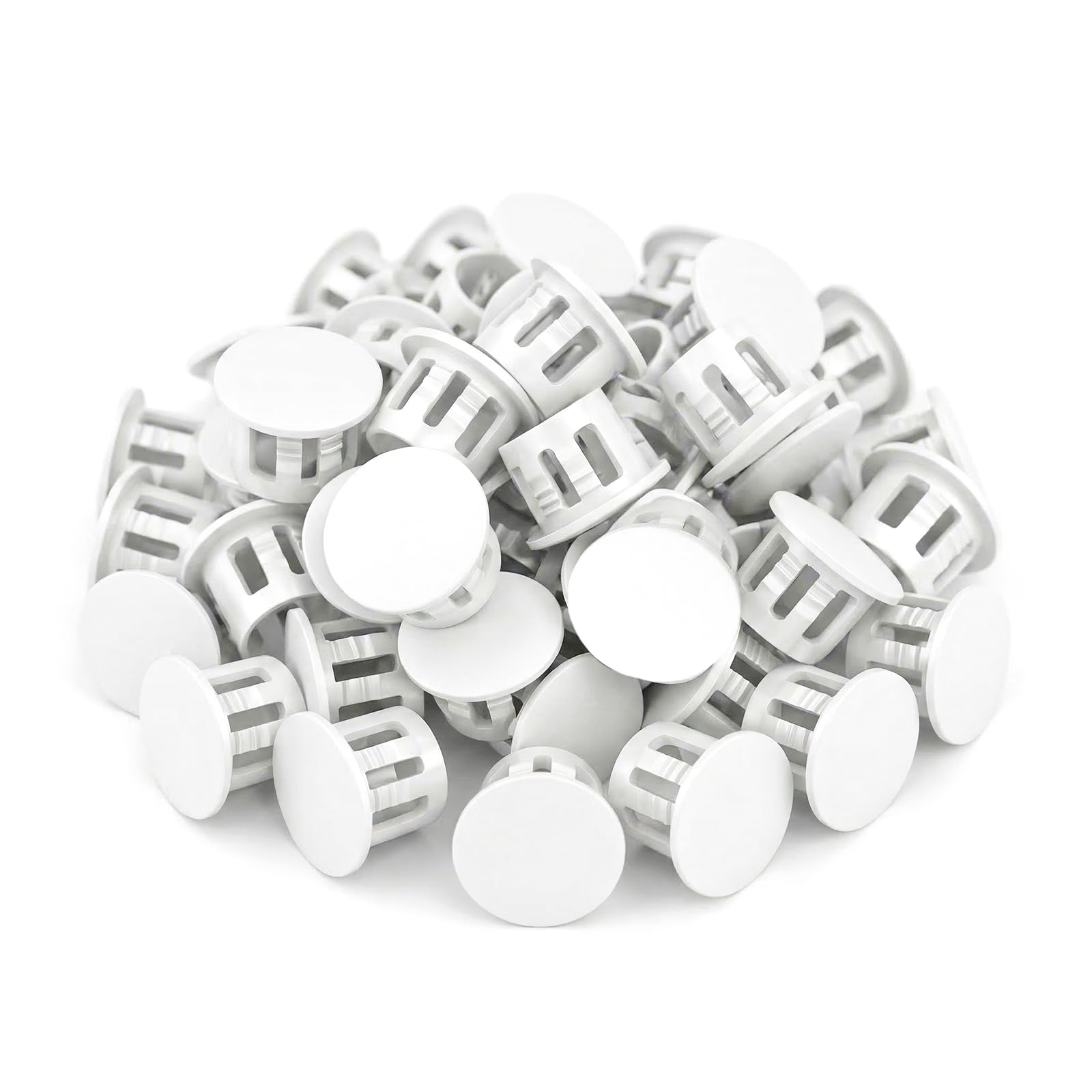 TAILONZ PNEUMATIC 100Pcs Plastic Snap-in Hole Plugs, 3/8" Cover Caps, White Cover Plugs for Drill Holes for Panel & Furniture Hole Protection