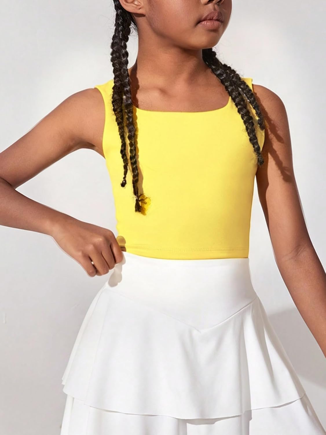 WDIRARA Girl's Twist Back Sports Bras Backless Tank Top Workout Sports Shirts for Gym - Image 2