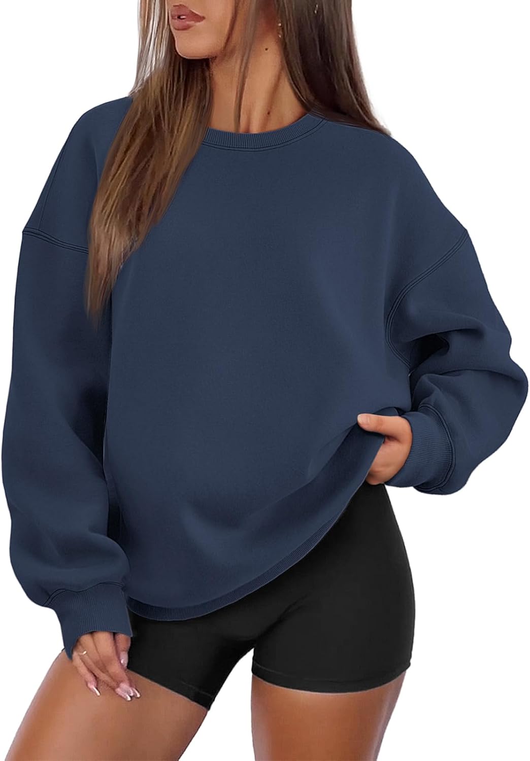 ATHMILE Oversized Sweatshirt for Women Crewneck Fleece Long Sleeve Pullover Hoodies Tops Fall Fashion Outfits Clothes 2025