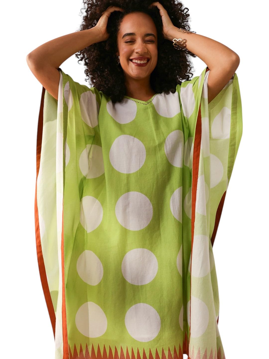Comfy Cotton Printed Kaftan with Tassels-image-46
