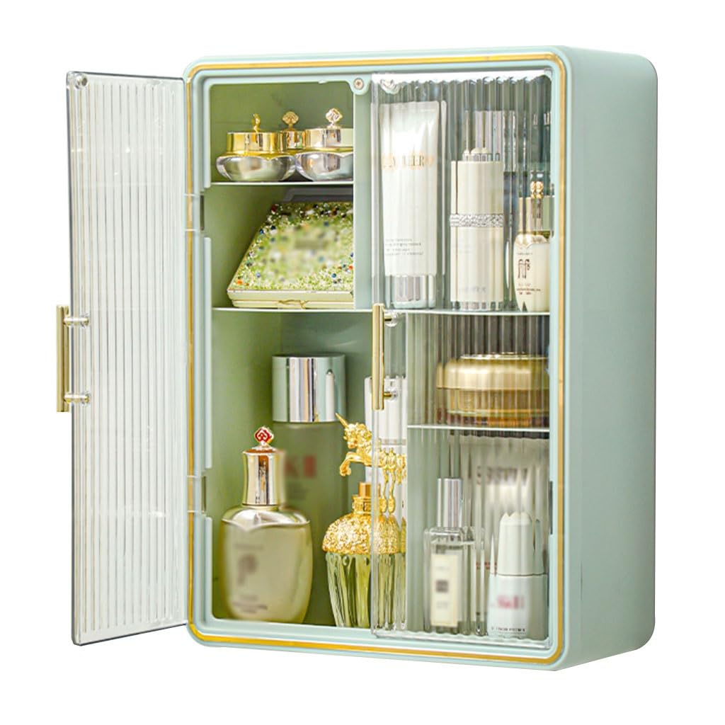 Wall Mounted Bathroom Storage Rack nizer with Washbasin Storage Box Decorative Storage Cabinet for Bedroom Living Room and Entrance (Green 30 * 14 * 40cm)