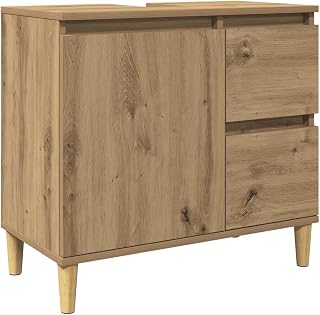 vidaXL Waschbeckenunterschrank, Waschtischunterschrank mit Stauraum, Unterschrank Holzbeine für Badezimmer, Badschrank Badezimmerschrank, Artisan-Eiche Holzwerkstoff