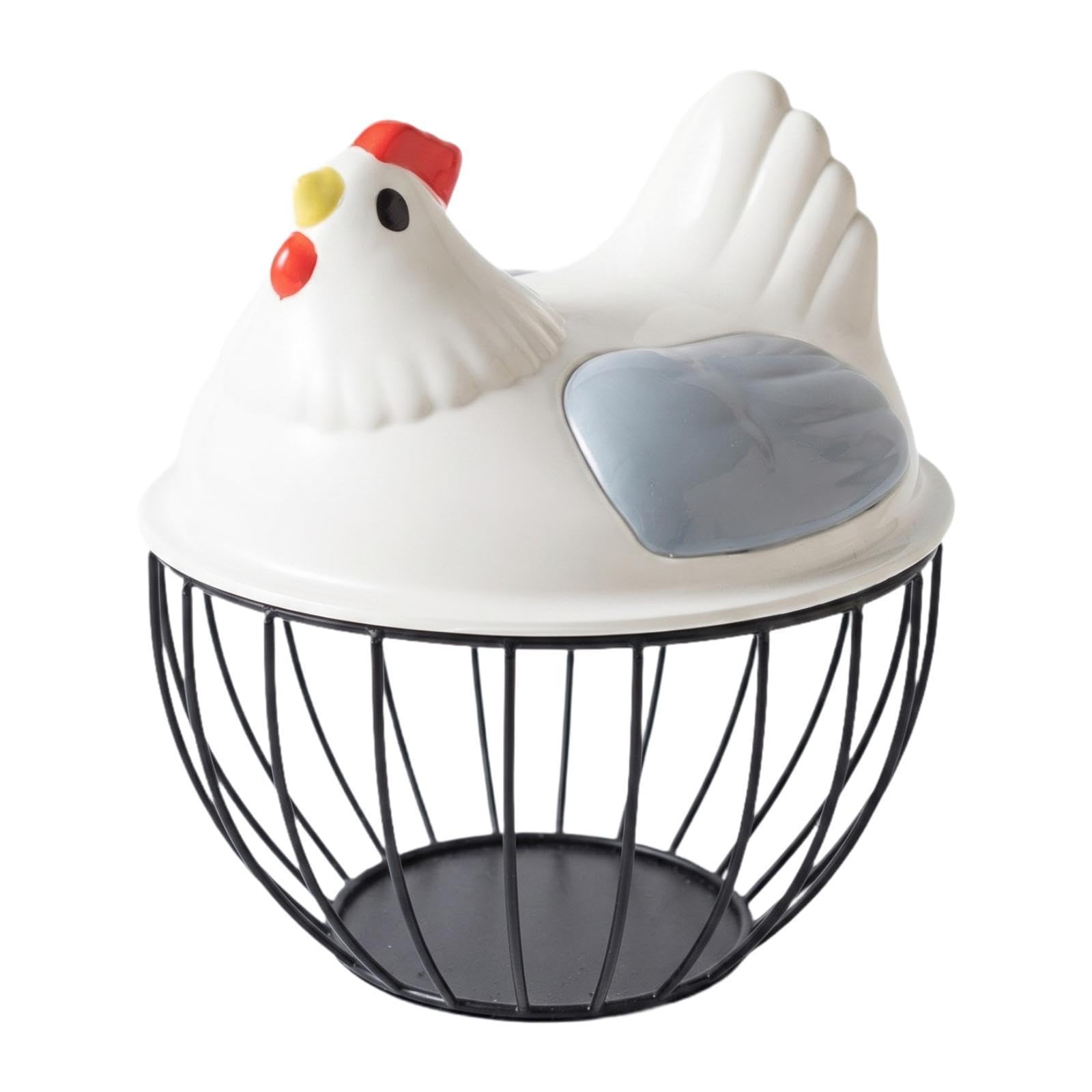 Cesta para huevos de estilo granja, soporte de alambre metálico decorativo