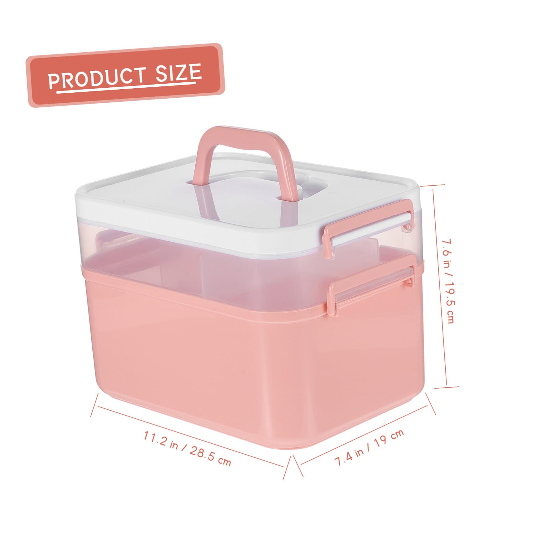 Healeved Scatola Organizer per Smalti e Accessori per Unghie, Cassetta Portatile a 2 Livelli in Pp Rosa per Casa e Uscite