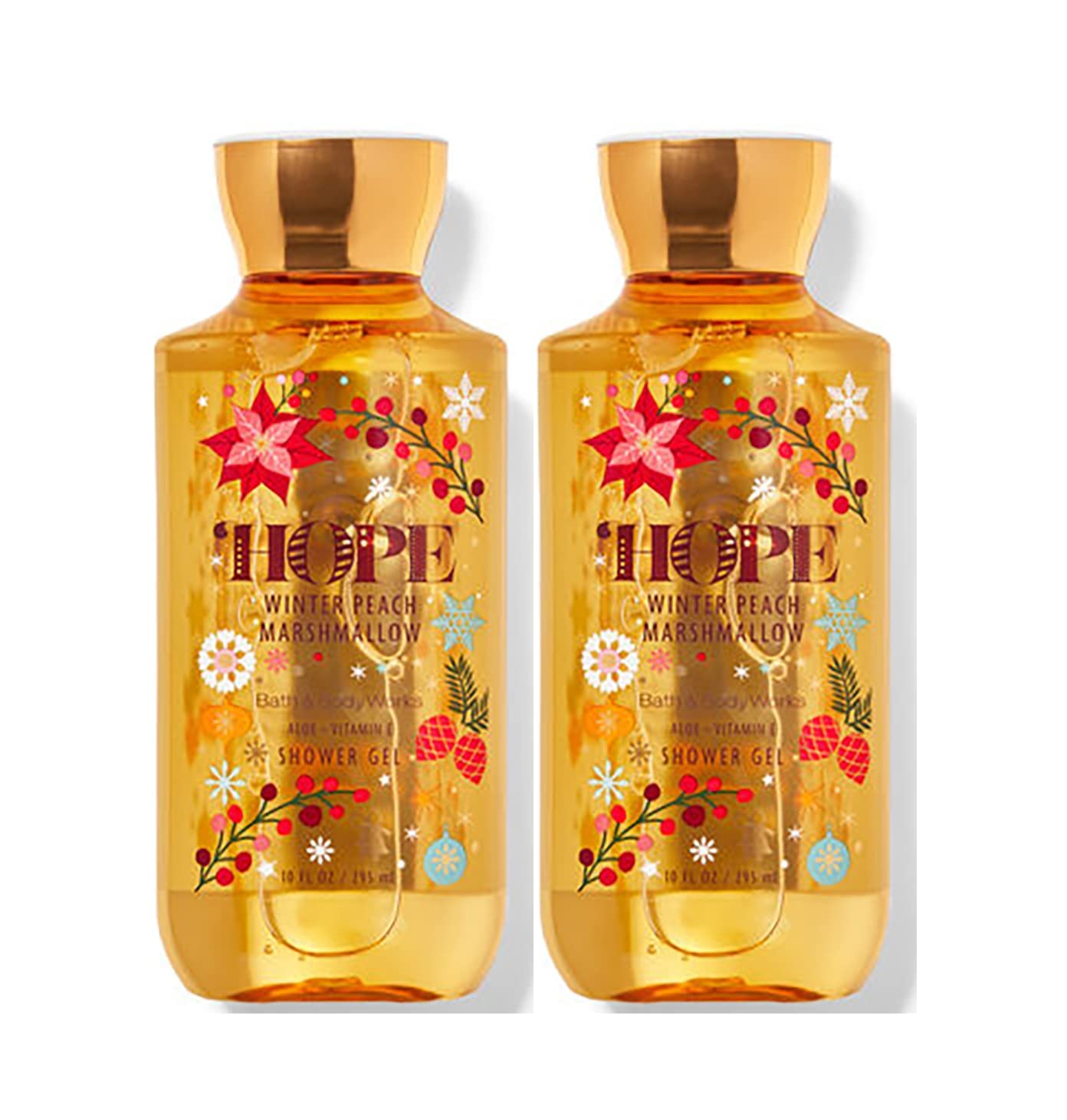 Bath & Body Works and Winter Peach Marshmallow Shower Gel Gift Sets 10 Oz 2 Pack (Winter Peach Marshmallow)