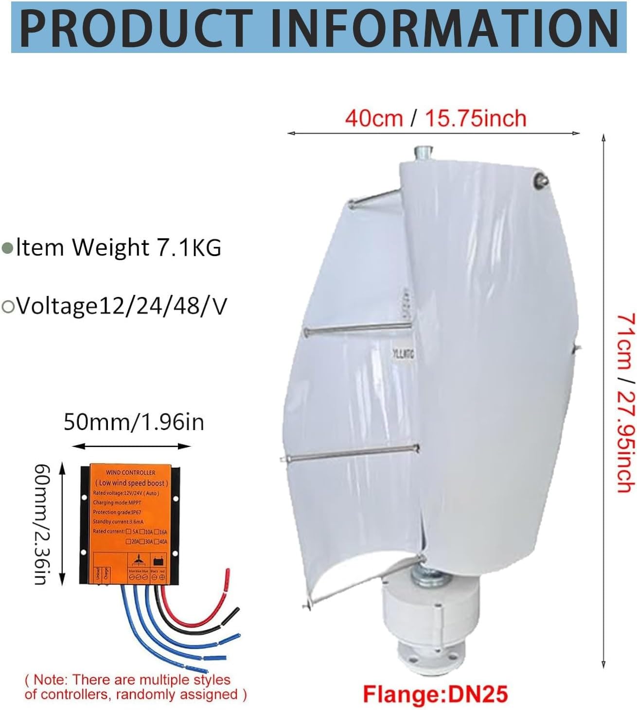 14000W Vertical Axis Wind Turbine Kit - 12V/24V/48V Generator with 2 Blades, Smart Controller for Home & Business - Efficient Eco-Friendly Renewable Energy Solution image 4
