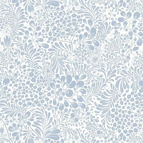 Heroad Brand 17.3''x393'' Boho Floral Peel and Stick Wallpaper Blue White Floral Contact Paper for Cabinets Drawer Liner Waterproof Removable Wallpaper Self Adhesive Decoration Wall Paper for Walls Cover