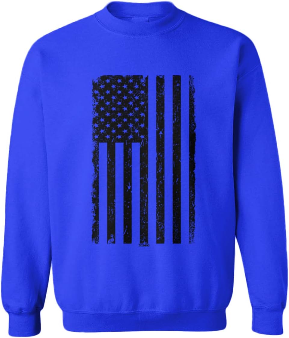 Tcombo Distressed Black American Flag - USA Toddler Fleece Crewneck Sweater
