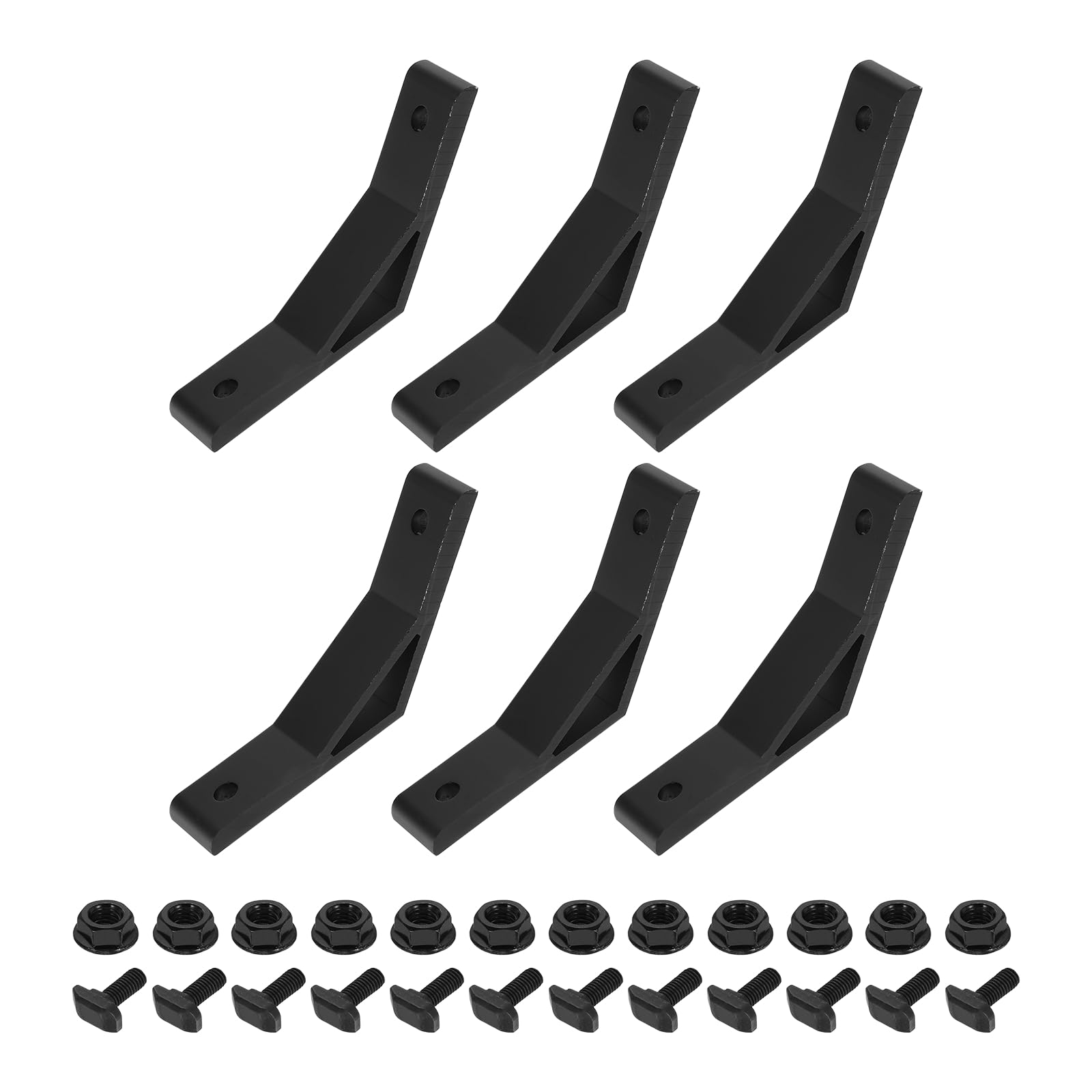 sourcing map 6Set 135 Degree Angle Corner Brackets, 60x60x22mm 3030 Series Aluminum Extrusion Profile Accessories, Corner Brace Joint Connectors with Mounting Screws and Nuts, Black