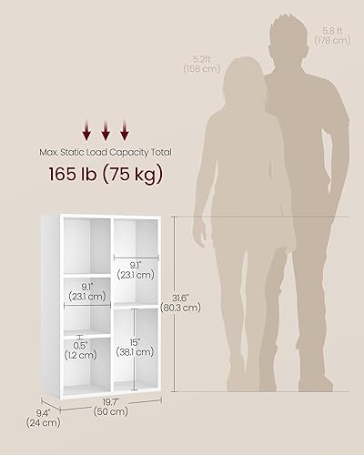 Miniatura 3 de VASAGLE Juego de 2 estanterías, estanterías, 5 compartimentos, estantes independientes y organizadores de cubos, estantes de exhibición para Blanco