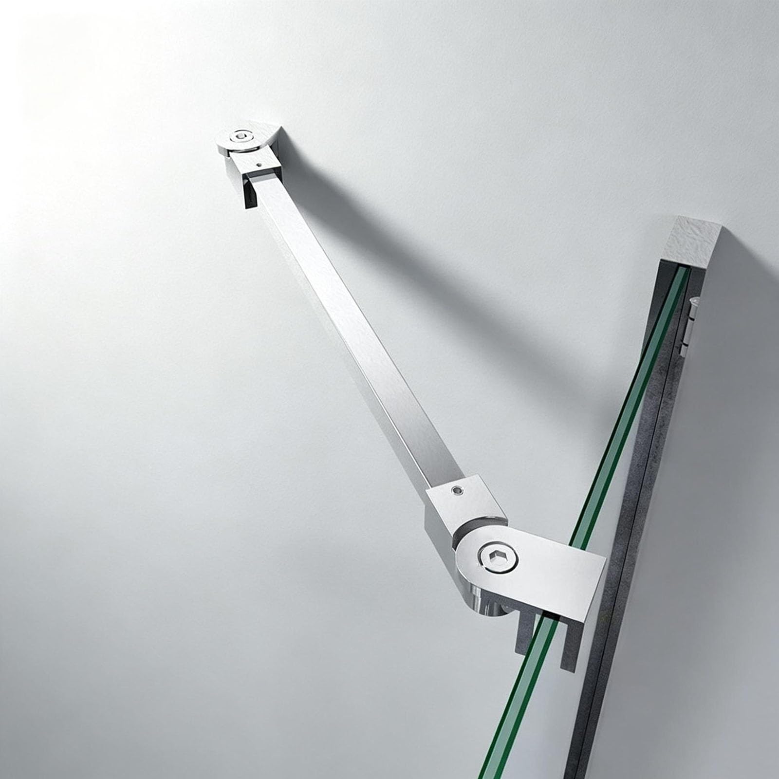 Wahhwf Silver 304 Stainless Steel Shower Door Support Rod, 15.7–59.1In Length Glass-To-Wall Support Bar For 1/3In, 3/8In, 1/2In Frameless Glass Panels, Polished (43.3In/110Cm)