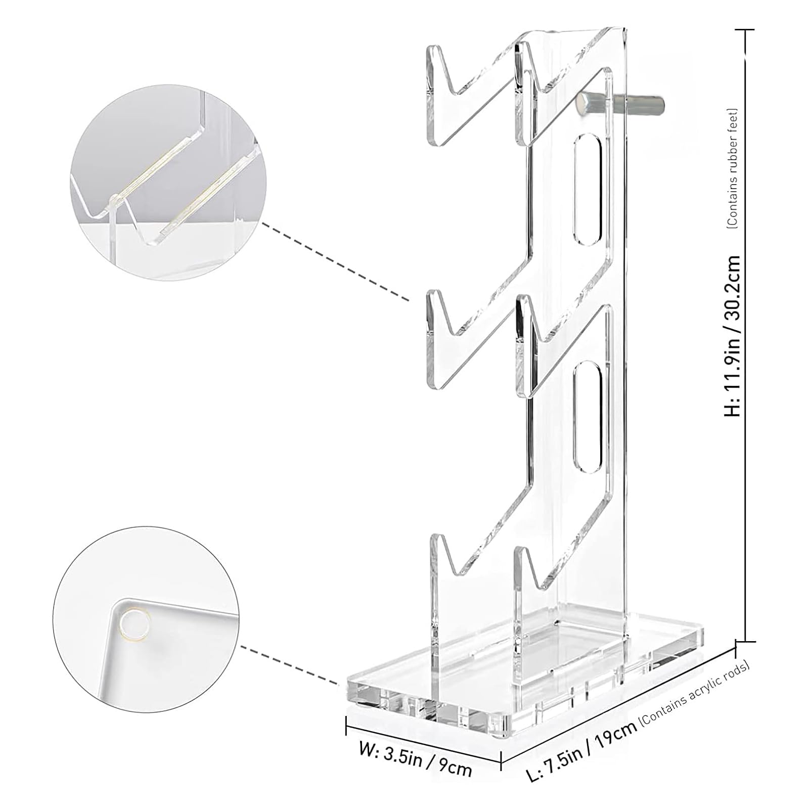 Supporto universale doppio per Xbox Series X PS4 PS5 Switch Joy Con, Supporto Trasparente in Acrilico per Cuffie e Controller, Organizzatore per Controller per 3 Gamepad (3 Tier Clear B)