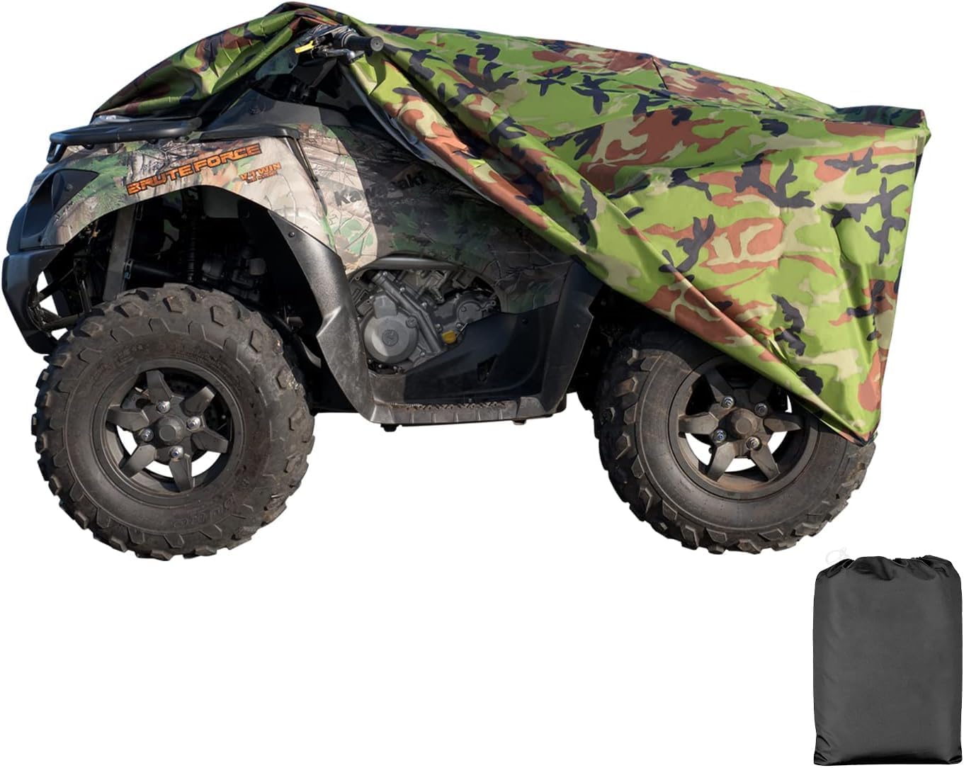 XYZCTEM Waterproof ATV Cover, Heavy Duty Meterial Protects 4 Wheeler from Snow Rain or Sun, Large Size Universal Fits up to 88 Inch Most Quads, Elastic Bottom Trailerable at High Speeds (Camo)
