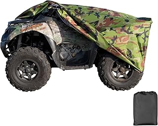 XYZCTEM Waterproof ATV Cover, Heavy Duty Meterial Protects 4 Wheeler from Snow Rain or Sun, Large Size Universal Fits up to 82 Inch Most Quads, Elastic Bottom Trailerable at High Speeds (Camo)