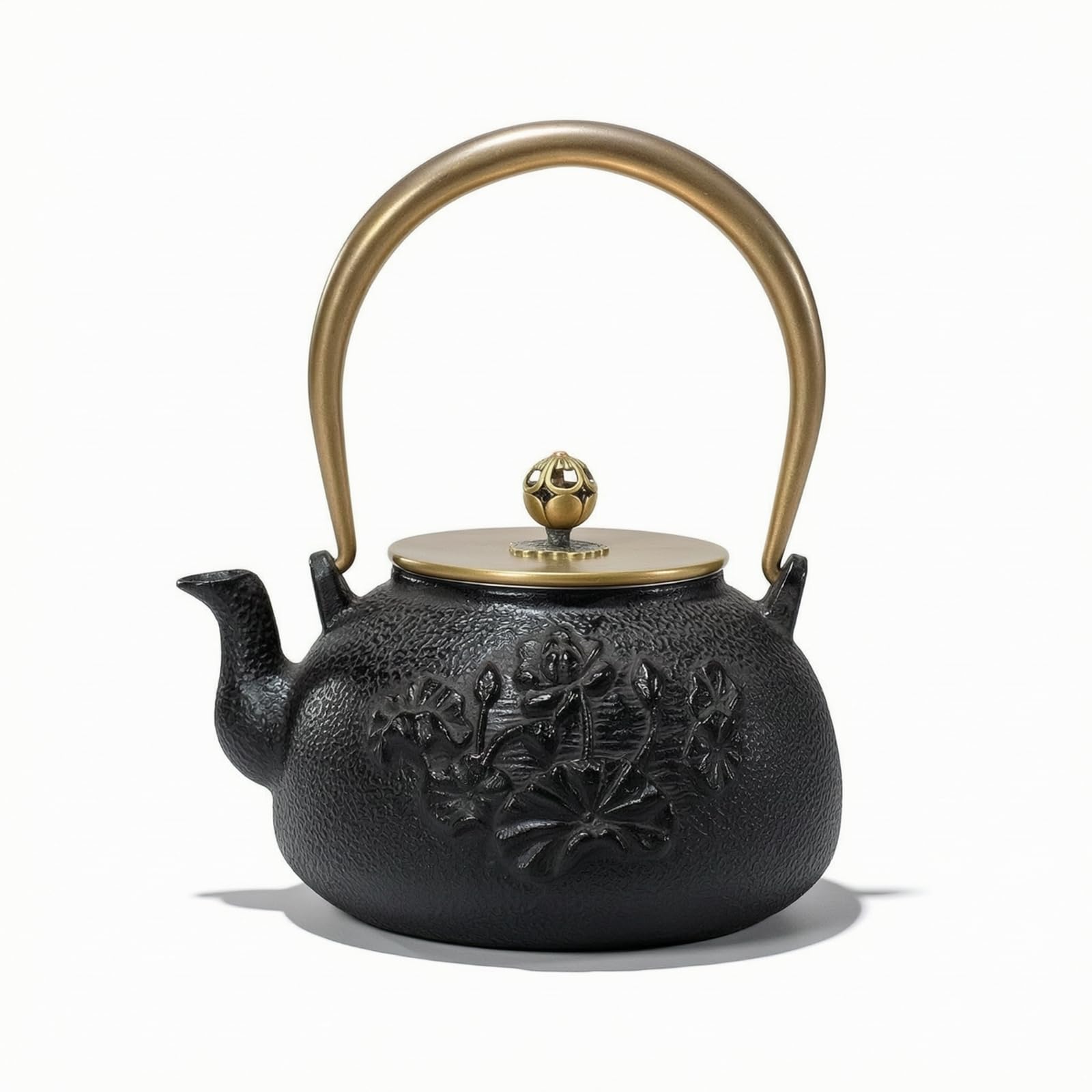 Tetera Hierro Fundido con Cesta para Infusiones Tetera con Cesta para Infusiones Tradicional Cocina, Black, Liannianyuyou