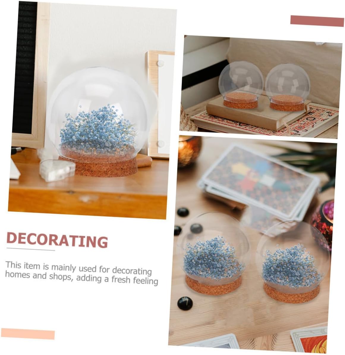 4Pcs Transparent Glass Dome Cover for Immortal Flowers Cork Base Decorative Glass Hood for Unique Centerpieces and Wedding Table Decor Craftsmanship
