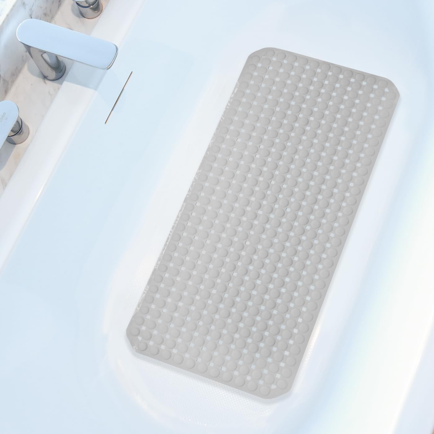 SELIBRE Extra Large Non-Slip Bathtub Mat 36x17, TPR Shower Mat 198+ Suction Cups, Bath Mat for Elderly Kids Pet Dog Grooming, Machine Washable Fast Draining Bathtub Liner, Foot Massage for Inside Tub