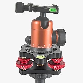 Tripod Head Leveling Base Camera Leveler, Aluminum Alloy Tri Wheel Leveler Adjusting Plate with 3/8 Thread, / +5Â° Precise Angle Adjustment for Macro Panoramic Photography