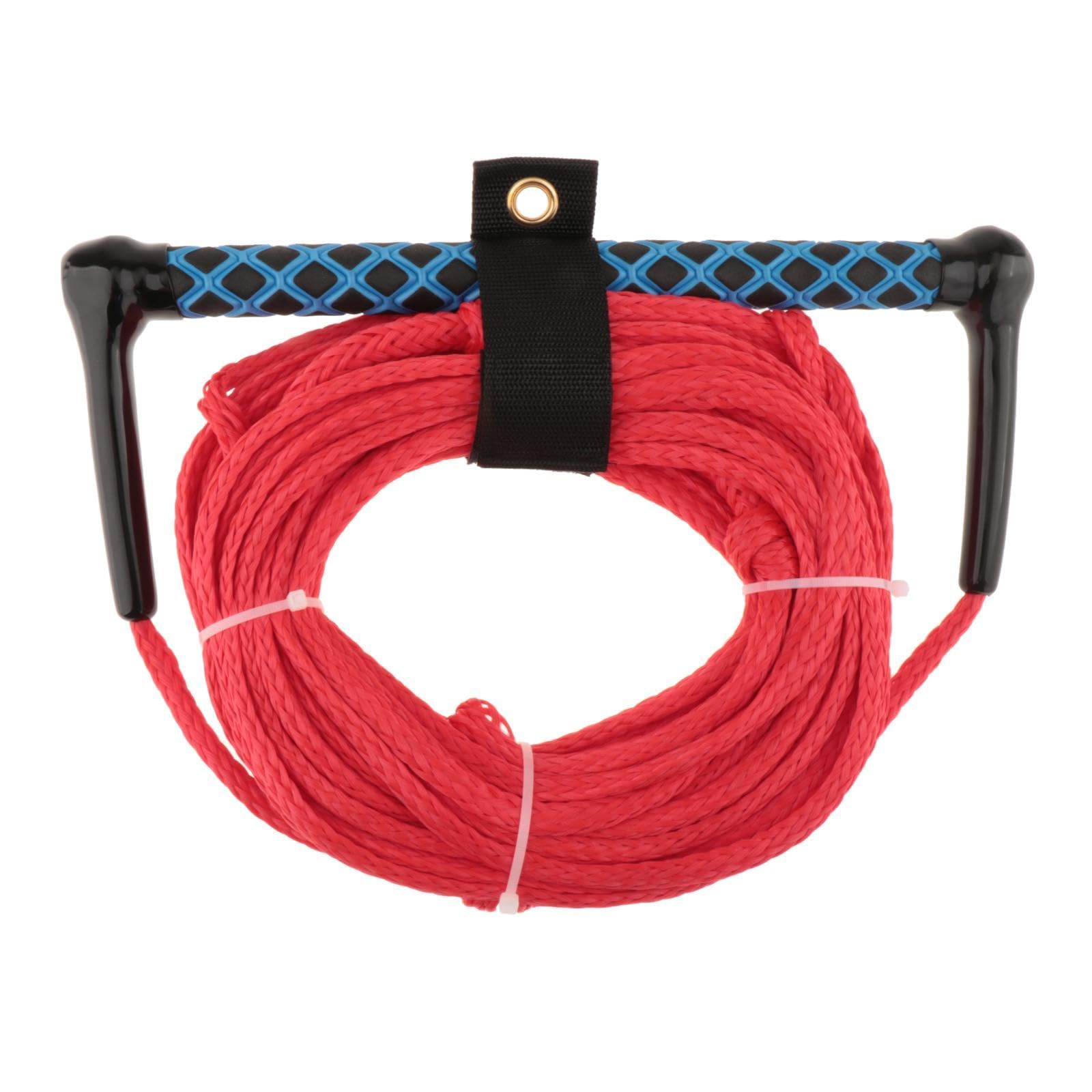Cuerda para Esquí Acuático 23 Metros con Asa, Correa Portátil para Surf, Wakeboard, Roja