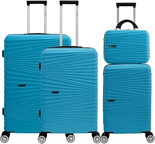 Conjunto Malas de Viagem 3 Peças Com Frasqueira Bordo Embarque Avião Rígida 4 Rodinhas Dupla 360° Abs Santino Cor:Azul;Tamanho:P M G