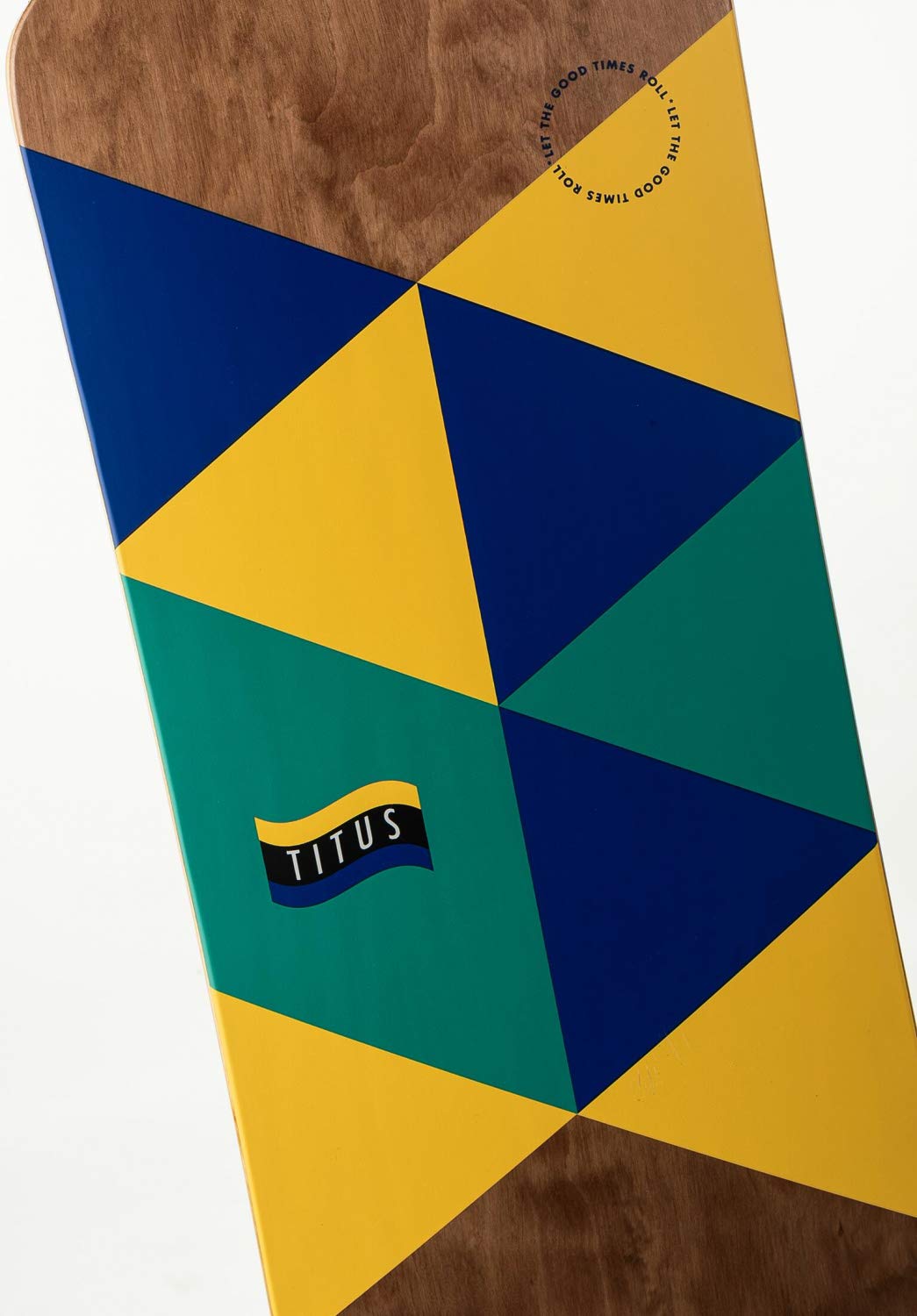 TITUS Longboard Triangle DT Kids : Brown-Blue-Yellow / 8.25, Unisex, Jugendliche und Erwachsene, Profi und Anfänger, Longboard mit großem Fahrspaß, Longboard