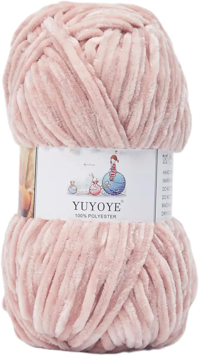 YUYOYE Chenille Yarn for Knitting and Crochet DIY Craft,Velvet Yarn, Pink-05