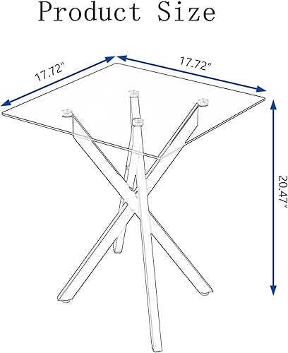 Miniatura 2 de Mesa auxiliar moderna de cristal, mesa auxiliar cuadrada para sofá, mesa auxiliar con parte superior de vidrio templado transparente y patas
