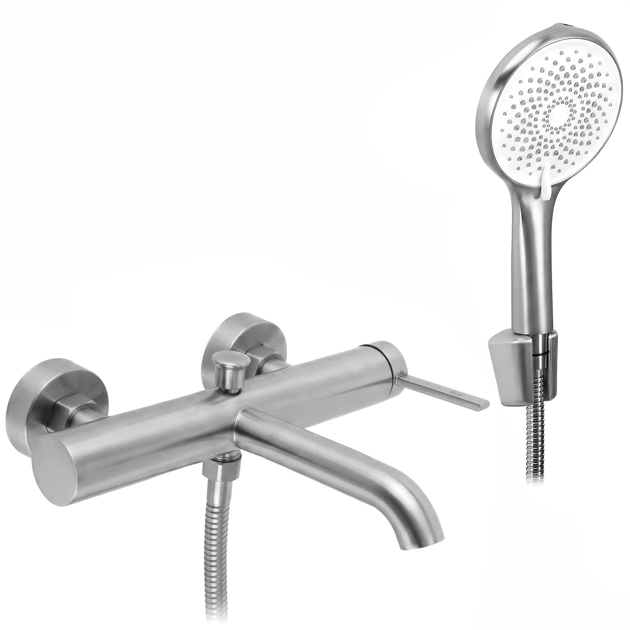 Mitigeur bain Rivo Rea en nickel brossé, la haute robinetterie de 24x27 cm