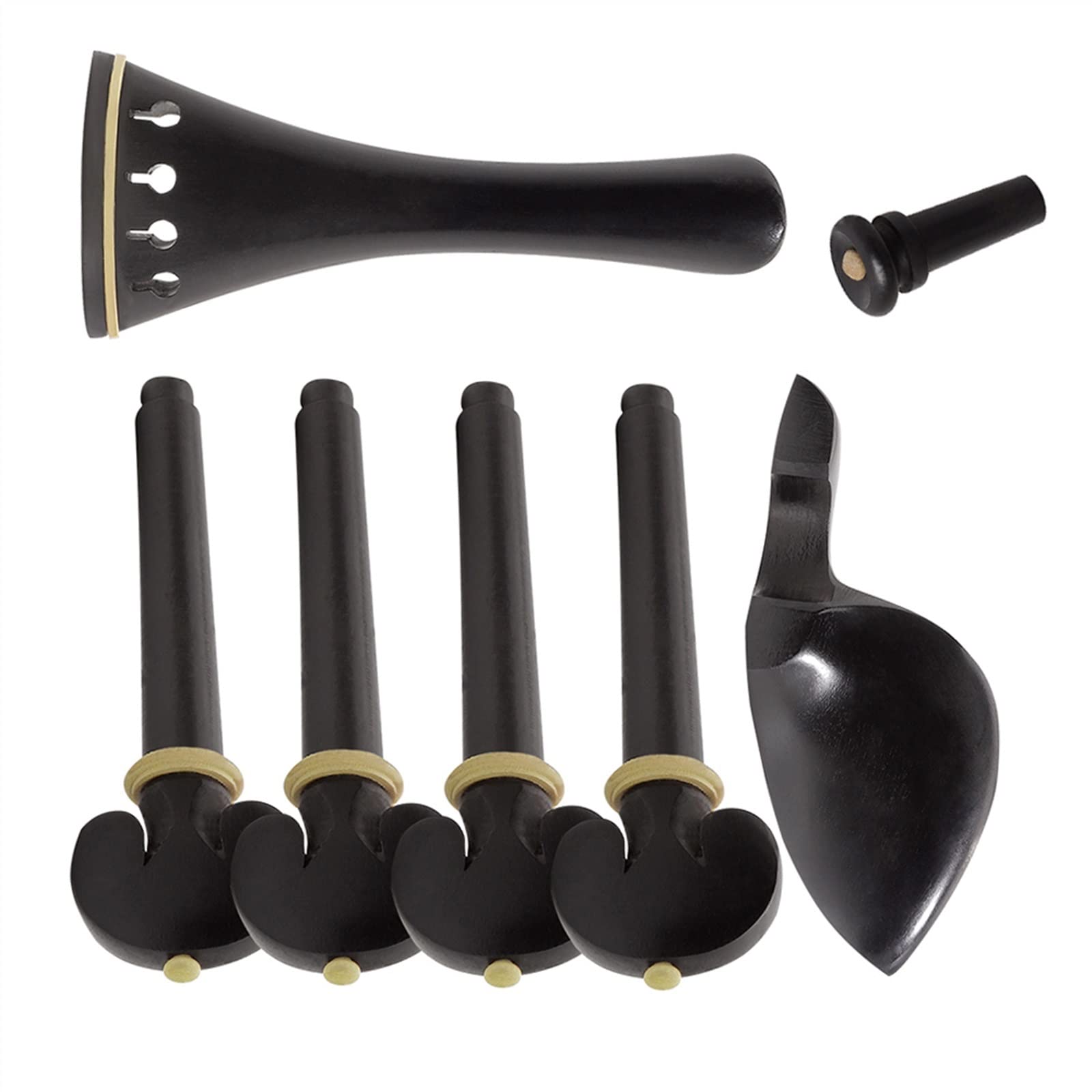 Parti di Ricambio per Violino 4/4 Dimensioni Ebano Violino Pioli Chin Rest End Pin Tuner Cordiera Set Violino Parti di Ricambio Accessori