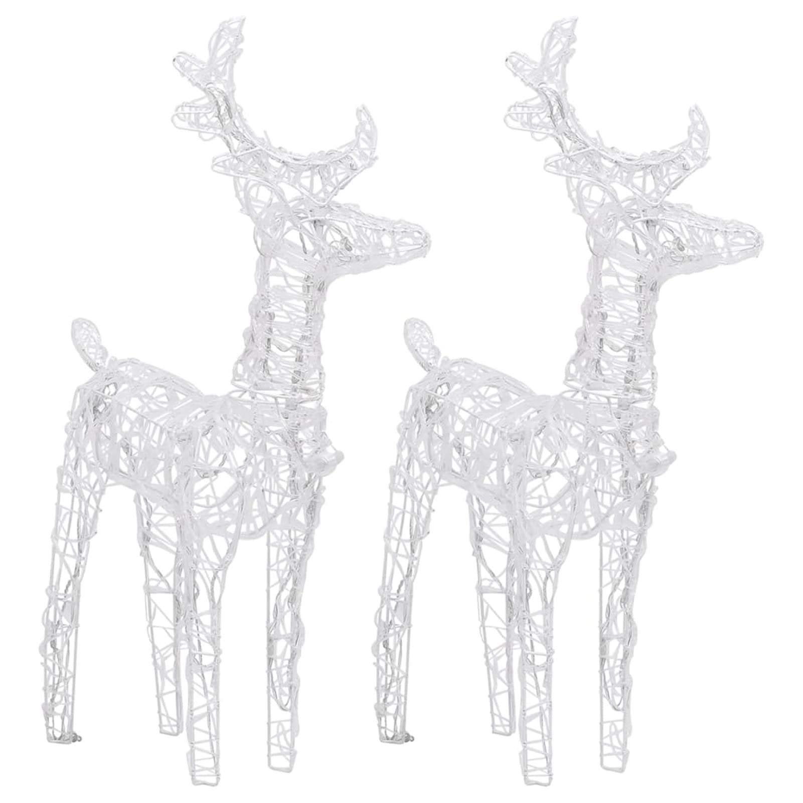 Tidyard LED-Rentiere 2 Stk.Weihnachtsdekoration Rentier Beleuchtet Weihnachtsdeko Weihnachten Lichterkette Außen Weihnachtsbeleuchtung 80 LEDs jedes Rentiers: 18 x 8,5 x 55 cm (L x B x H)