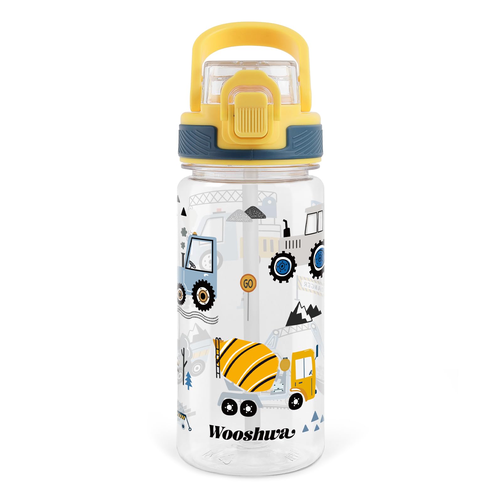 Kids Water Bottle for School 16 Oz Plastic Water Bottle with Silicone Spout and Pop-Up Cover BPA Free