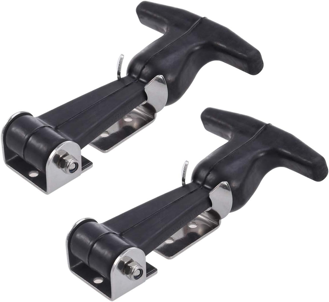 TEHAUX T Handle Draw Latches, Flexible T Handle Hasp Draw Latches Stainless Steel Rubber Hood
