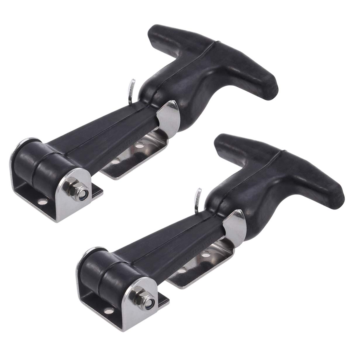 NVSFZGIYG Rubber Draw Latch, Flexible T- Handle, Hasp with Stainless Steel Keeper Bracket for Cart and Tool Box Vehicle Engine 2PCS