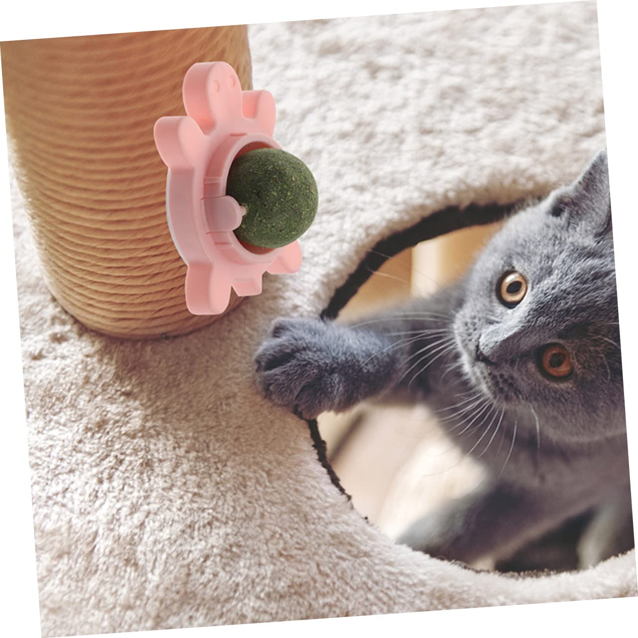 4pezzi Palline Di Catnip Interattive Per Gatti Giocattoli Rotanti Edibili Per Pulizia Dei Denti e Divertimento Colori e Stimola Attività e Benessere Fisico