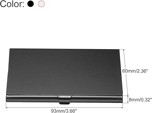 Miniatura 2 de PATIKIL Portatarjetas de visita, 2 piezas de aleación de aluminio, funda delgada para tarjetas de nombre para mujeres y hombres, plateado, negro