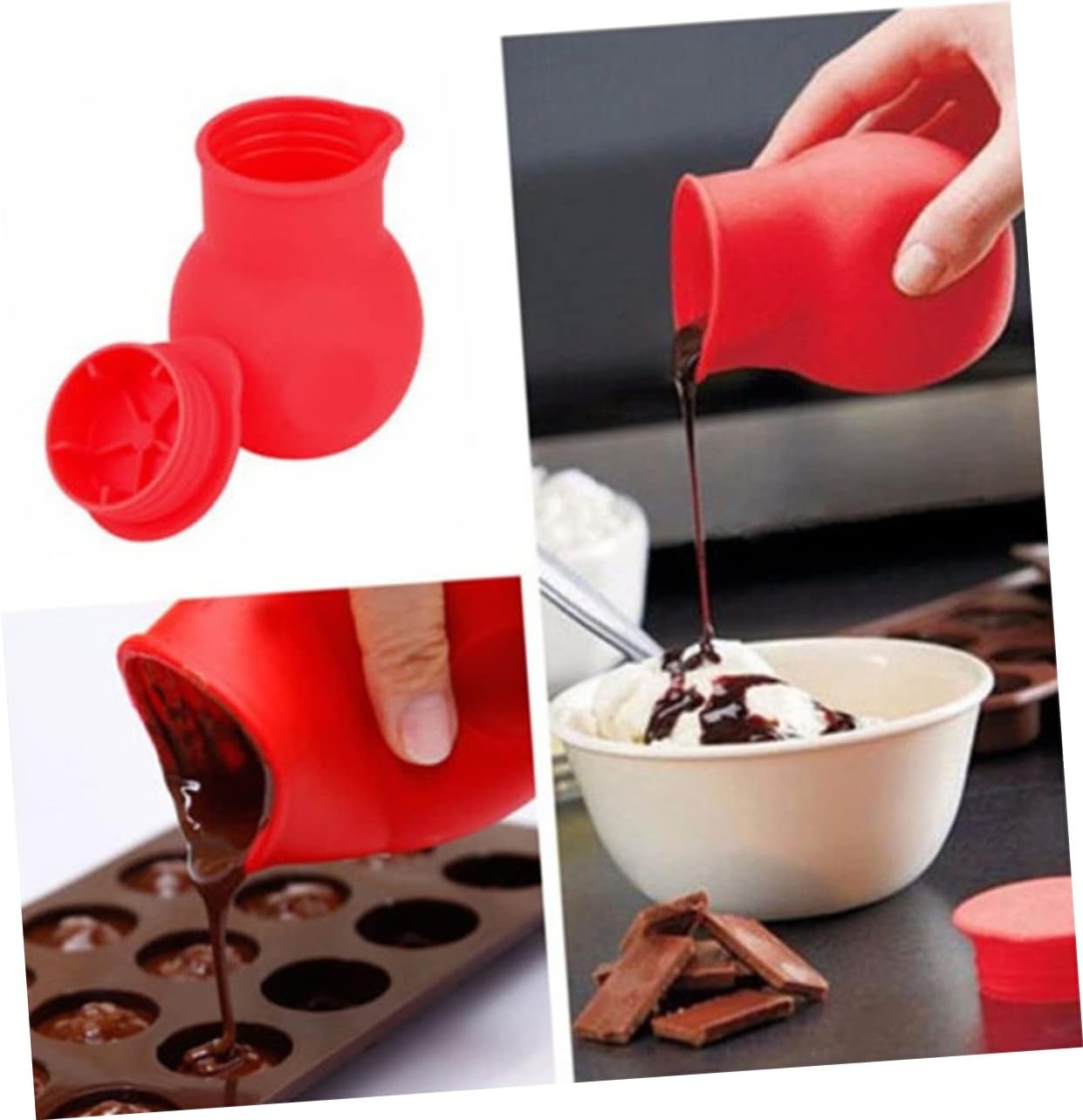 Red Silicone Melting Pot for Chocolate Butter and Sauce Pouring