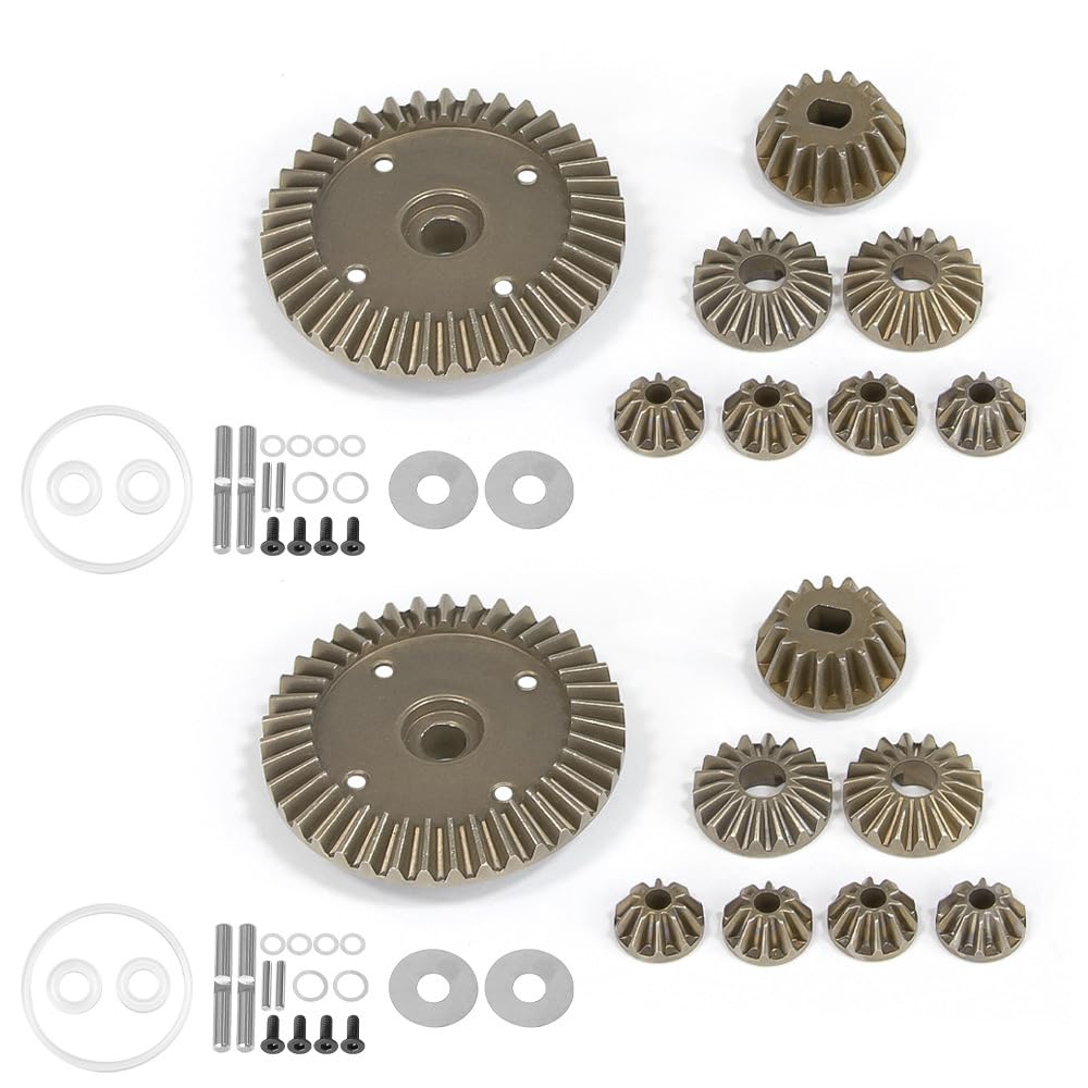 Metal Differential Case and Gear Set for Tamiya XV-02/TT-02/MB-01/XM-01/BT-01 1/10 RC Car Upgrade Parts Accessories (Front and Rear Gears)