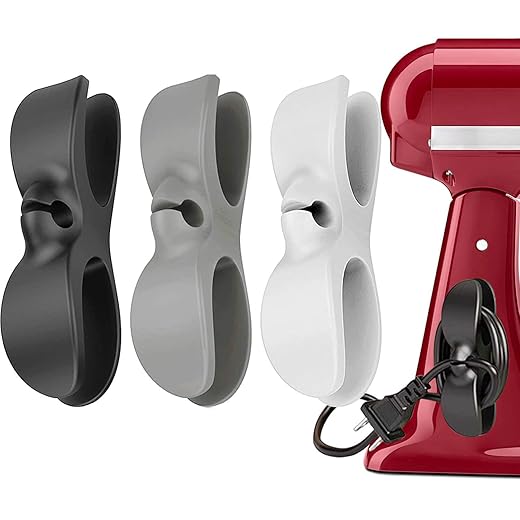 Cord Organizer for Kitchen Appliances - 3 PCS Stick On Cable Wrapper Holder Winder Keeper, Power Wire Management Wrap Hook Clip for Kitchenaid Mixer, Home Gadget Accessories