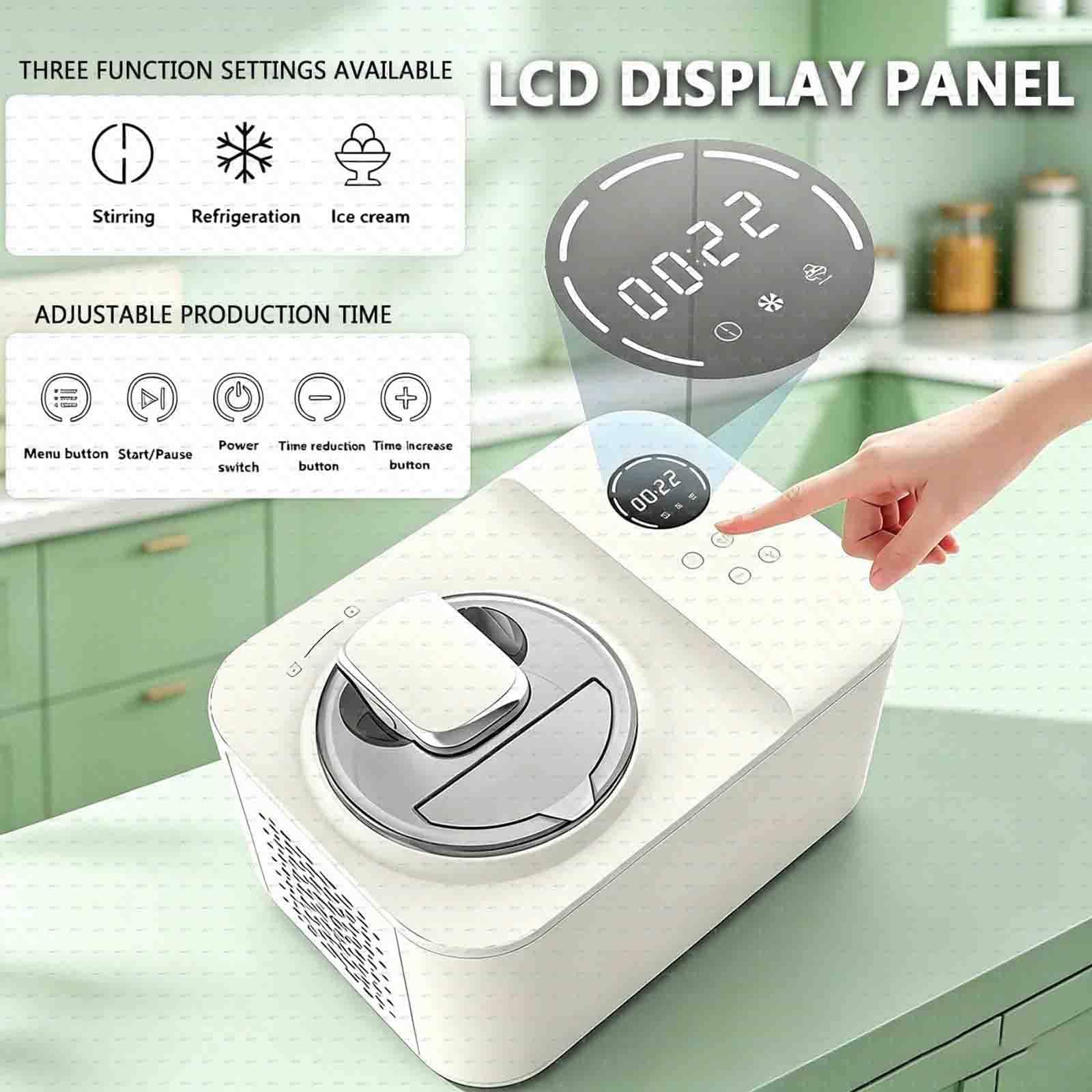 PixCy Gelatiera Senza Pre-Congelamento 1,2l,Compressore