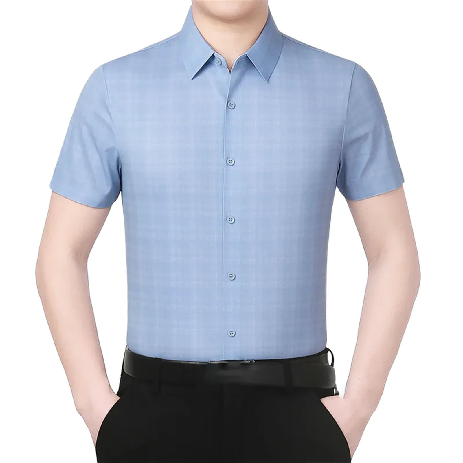 Camisa de manga corta para hombre, de seda de hielo, informal, holgada, cómoda, para uso diario